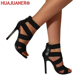 Sandals 2024 Summer Women's High Heels Stiletto Fashion All-match Zipper Sexy Open Toe Buckle Women Party