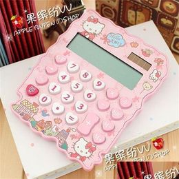 Calculators Wholesale 12 Digits Solar Cute Kitty Calcator Clear With Pen And Notebook Calcated Calcadoras Learn Gifts Blessings 220510 Dhnqn