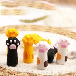 Cute Cat Paw Silicone Nipper Cover Protective Sleeve For Nail Cuticle Scissors Manicure Pedicure Tools Dead Skin Tweezers Cap