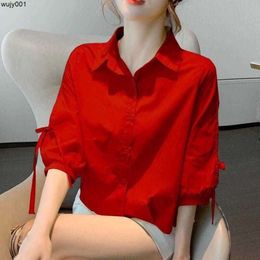 Chiffon Reducing Sleeved Shirt Womens Clothing New Loose Design Feeling and Unique Top