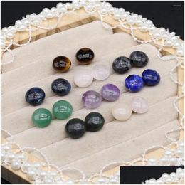 Stud Earrings Natural Stone Round Shape Amethysts Black Agate Plated Sier For Women Jewerly A Pair Drop Delivery Jewellery Otqze