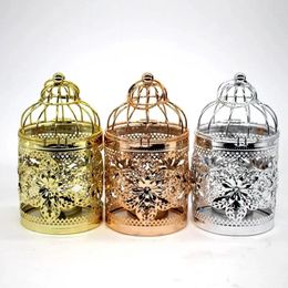 Candle Holders Home Decoration Iron Birdcage Candlestick European Electroplating Hollow Metal Crafts Wedding Pography Props