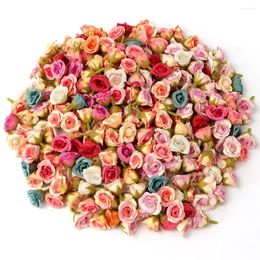 Decorative Flowers 50PCs Silk Rose Artificial Head Mini Fake For Home Decor Garden Party Wedding Decoration Wreath Gift Accessories