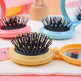 1 Pcs Small Size Hair Comb With Folding Mirror Travelling Portable Massage Folding Comb Women Girl Hair Brush Styling Tools