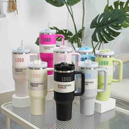 Mugs Mus Ready To Ship Quencher Tumblers H2.0 40oz Stainless Steel Cups with Silicone handle Lid And Straw 2nd eneration Car mus Keep Drinkin Cold Water Bottles 514 L49