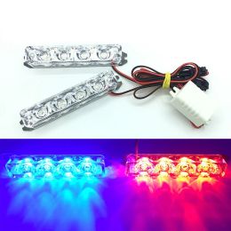 2PCS 4LED DRL Ambulance Police Light 12V Strobe Warning Light Car Truck Light Flashing Firemen LED Emergency Warning Lights