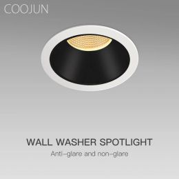 COOJUN LED Deep Anti-glare Spotlight 7W 12W COB Lighting Recessed Ceiling Lamp Adjustable Round Downlight For Home Living Room