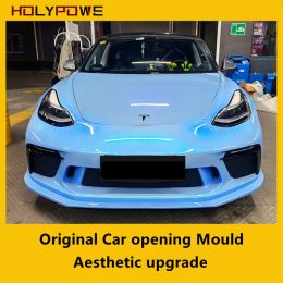 GT3 Front Bumper For Tesla Model 3 Retrofitting Big Surrounding Bar With Light Appearance Upgrade Kits Car Exterior Accessories