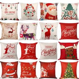 4545cm Pillow Case Christmas Decorations For Home Santa Clause Christmas Deer Cotton Linen Cushion Cover Home Decor7662691