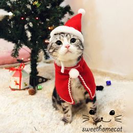 New Christmas Cat Costumes Funny Santa Claus Clothes For Small Cats Dogs Xmas New Year Pet Cat Clothing Winter Kitten Outfits