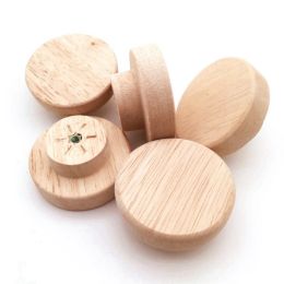 Oak Round Handle Dia 30/40/50mm Natural Wooden Cabinet Drawer Wardrobe Knobs For Cabinet Drawer Handle Furniture Hardware