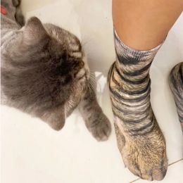 3D Print Animals Sock Cat Tiger Dog Leopard Funny Socks For Women Men High Ankle Socks Cosplay Halloween Costumes Accessories