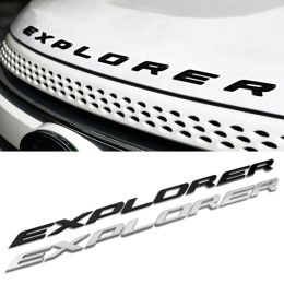 3d ABS Black Logo Explorer Emblem Leters Car Front Hood Emblem Bonnet Bagde For Ford Explorer 4 5 6 Explorer Sticker Accessories