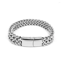 Link Bracelets Punk Men Magnet Buckle Stainless Steel 12MM Cuban Chain Band Smooth Gift Jewellery Wholesale Lot