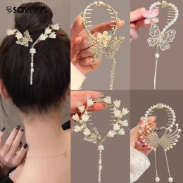 Butterfly Bell Orchid Hair Claw Clip Swan Tassel Pill Head Ponytail Buckle Pearl Hairpin Girl Barrette Hairclip Hair Accessories