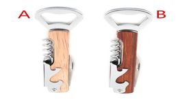 Wood Handle wine opener Stainless Steel HandHeld Deluxe Bottle Opener Corkscrew Double Hinge Waiters Wine Bottle Opener9922858