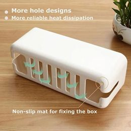 Cable Storage Box Power Strip Wire Rectangular Case Dustproof Charger Socket Organiser Network Line Storage Bin Desk Management