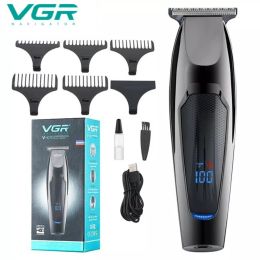 Clippers VGR Hair Clipper Professional Hair Trimmer LED Display Hair Cutting Machine Electric Cordless Mini Hair Clipper for Men V070