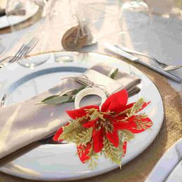 Table Cloth 4 Pcs Christmas Napkin Rings Desktop Decor Holders Set Plastic Wedding Xmas