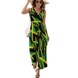 Casual Dresses Jamaican Flag Dress Streetwear Bohemia Long Ladies Kawaii Custom Maxi Birthday Present