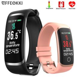 Wristbands EFFEOKKI Wearfit 2.0 Smart Bracelet Watch Temperature Step Counter Heart Rate Thermometer Screen Touch Fitness Band Tracker