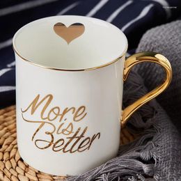 Mugs The Letter Gold Handle Couple Cup Quality Bone China Coffee Mug Creative Wedding Birthday Gift Tumbler Cups In Bulk