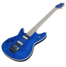 LeftHanded Blue Body Electric Guitar with Floyd Rose BridgeChrome hardwarecan be customized8391686