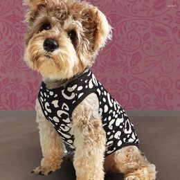 Dog Apparel Pet Vest Leopard Print Elastic Hemming Round Collar Sleeveless Shirt Outfit For Outdoor