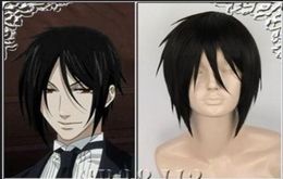 Black Butler SebastianMichaelis Short Black Cosplay Wig Hairgtgtgtgt New High Quality Fashion Picture wig7351352