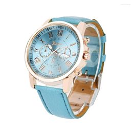 Wristwatches Top Brand Women Roman Numerals Faux Analogue Quartz Watch Leather Strap Casual Digital Ladies Relogio Feminino Drop