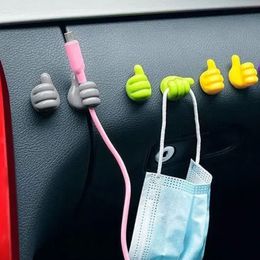 4Pcs Thumb Hooks Cable Organiser Clip Holder Wire Wall Hooks Storage Cable Holder Car Adhesive Hook Auto Interior Accessories