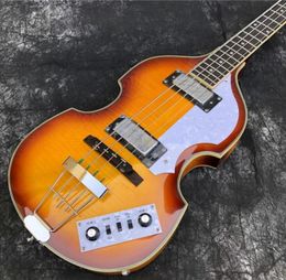 4 Strings Hofner McCartney H5001CT Contemporary BB2 Violin Guitar Tobacco Sunburst Electric Bass Flame Maple Top Back 2 511B 5447639