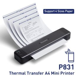 Printers Phomemo P831 M832 Portable A4 Printer Bluetooth 300DPI Thermal Transfer Printer for Travel Office Home Support A4 A5 B5 Paper