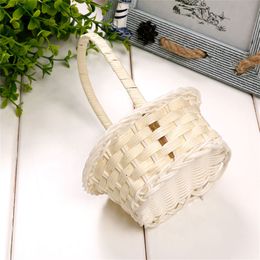 Handwoven children's flower basket portable storage basket Handle Party Wedding Picnic Decorative DIY Basket Easter Kid Gift