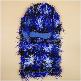 Cycling Caps Masks Clava Died Knitted Fl Face Ski Mask Shiesty Camouflage Knit Fuzzy Drop Delivery Fashion Accessories Hats Scarves G Othi4