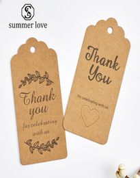 100 Pcs Lot Thank You Kraft Paper Cards Pretty Design Printing Fower Necklace Earring Hairpin Brooch Handmade Jewelry Packaging1317678