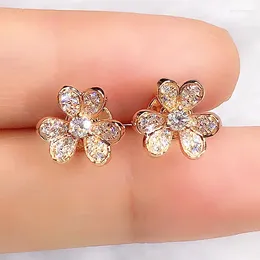 Stud Earrings DRlove Fresh Style Flower Shape Romantic Women's Accessories With Dazzling Cubic Zirconia Stone Statement Jewellery