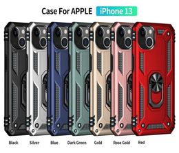 Hybrid Armour Phone Back Cover Cases For iPhone 13 pro max mini Car Metal Finger Ring Bracket kickstand antifall Shockproof Case9838307