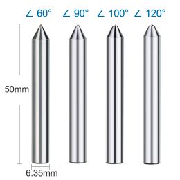 3.175/6.35mm Diamond Engraving Bit 60 90 100 120D CNC Diamond Point Carving Milling Cutter for Metal Stone Cutting Tool