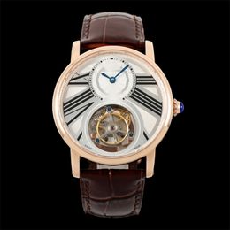 RMS Montre de luxe men Watches Tourbillon manual mechanical movement movement steel case leather strap luxury watch Wristwatches Relojes waterproof
