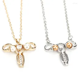 Pendant Necklaces Woman's Womb Necklace With Perarl Zircon Jewelry Symbol Feminine Gynecologist Gift Xmas
