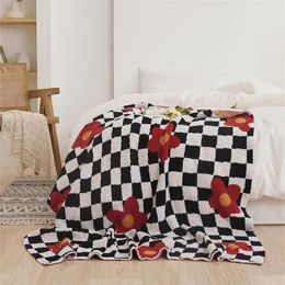 Blankets Checkboard Flower Pattern Blanket Soft Warm Throw Office Sofa Cover Bedspread Gift Bedding Room Decoration