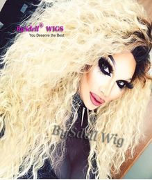 Fashion Kinky Curly Hairstyle Wig Synthetic Heat Resistant Lace Front Wig Afro Fluffy Water Curly Hair Drag Queen Full Wigs2390065