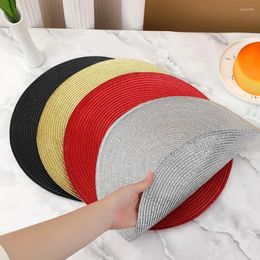 Table Mats 6-PIECE Package Plastic Colour Round Place Mat PET Simple Style Insulation Dish Imitation Straw