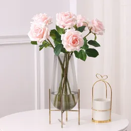 Decorative Flowers 8Pcs Moisturizing Artificial Rose Real Touch Flower Wedding Bridal Bouquet Realistic Roses Party Event Home Decor Floral