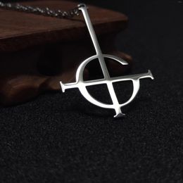 Pendant Necklaces Ghost BC Nameless Stainless Steel Necklace Ghoul Band Cross Chain Pope Emeritus Symbol Poster Fashion Jewellery