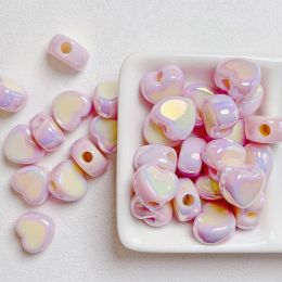 10pcs 15x12mm Macarons ABS Heart Spacer Beads Shiny Love Heart Acrylic Beads For Diy Jewellery Making Bracelet Necklace Earrings