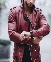 Leather Jackets Men Autumn Long Sleeve Stand Collar Jackets Winter Zipper mont Black Wine Red Faux Leather Coats T2207165123513