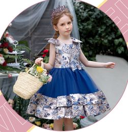 Pretty Blue Pink Jewel Girl's Birthday/Party Dresses Girl's Pageant Dresses Flower Girl Dresses Girls Everyday Skirts Kids' Wear SZ 2-10 D409299