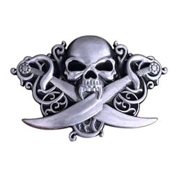 Western Cowboys Zinc Alloy Metal Pirate Skull Belt Buckle for Men